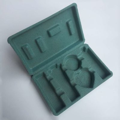Dry pressing blackish green custom molded pulp packaging disposable cosmetic tray