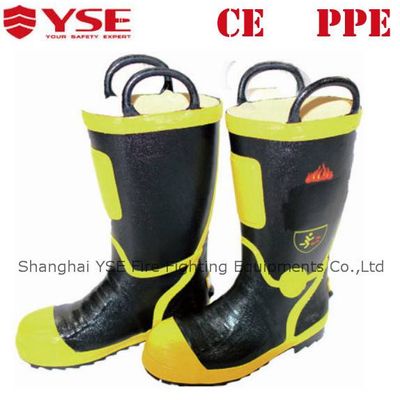 Fire proof rubber fire shoes with steel toe