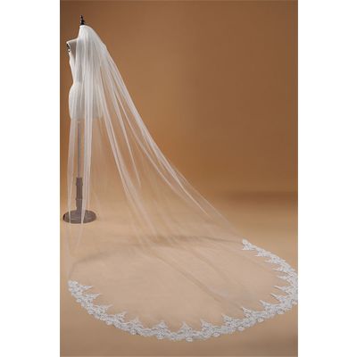 3M One Layer Lace Edge White Ivory Cathedral Wedding Veil Long Bridal Veil Cheap Wedding Accessories