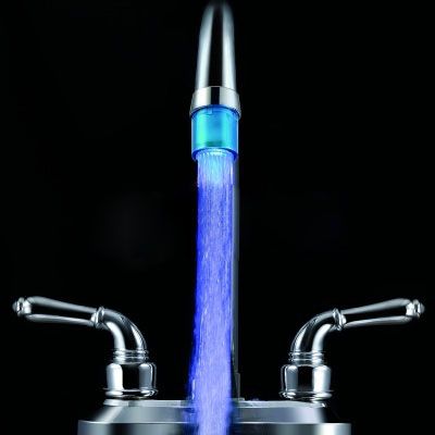 Round Spout Body Chrome Bathroom LED Faucet With Rainbow Changing