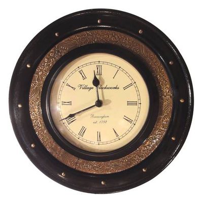 Brass Wooden Antique Wall Clock-12inch (Double Ring) (AR-22)