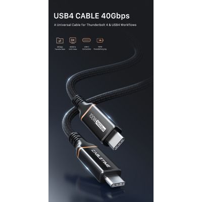 CABLETIME USB C USB 4 Cable PD 100W USB-IF Certified 8K 60Hz 40Gbps Type C to C Compatible with Macb