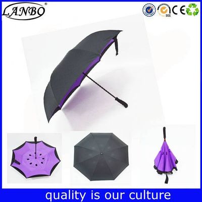 23 inch double layers stand inverted reversible umbrella
