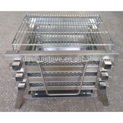 Stainless steel barbecue charcoal grill with silver surface