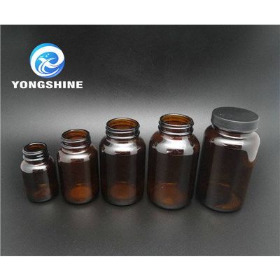 wide mouth brown flint glass tablet bottles with aluminum or plastic cap