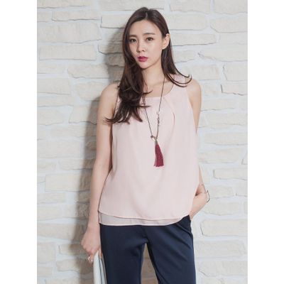 Lady Girl Summer Casual Double Layer Sleeveless Blouse for women