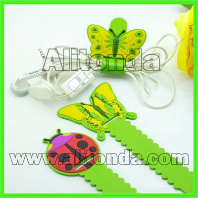 Soft pvc cartoon animal butterfly flower cute small cable tidy for earphone data