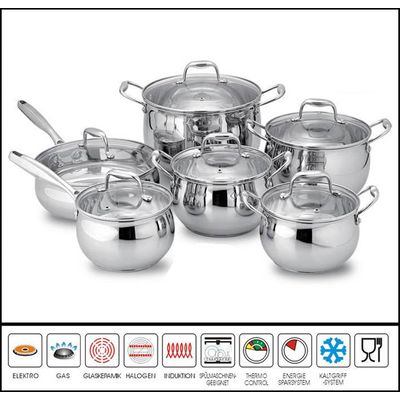 12Pcs Stainless steel belly shape cookware set Sc520
