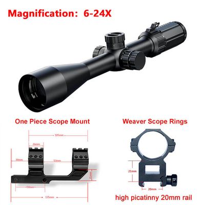 SZFEIC 6 24x50 FFP IR Scope Red Reticle with One Piece Scope Mount Best Hunting Scope