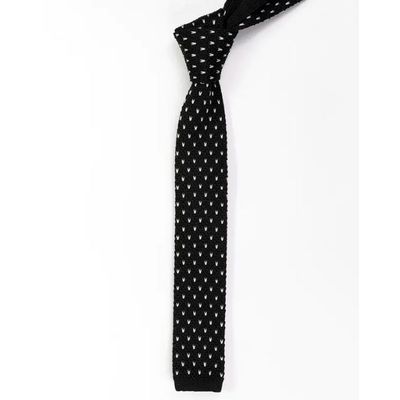 FN-107 High quality fashion small dot white colour hand made silk knit necktie