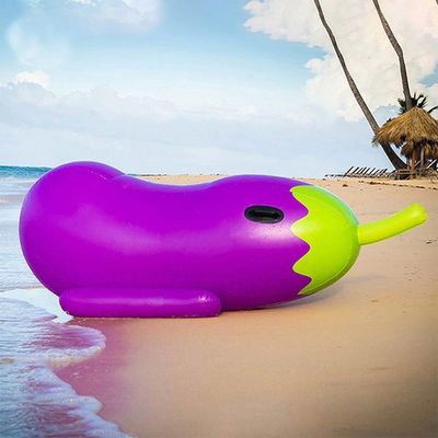 Inflatable Eggplant Shape Purple Pool Float Lounger Swimming Seasons Water Pool Toy For Adults