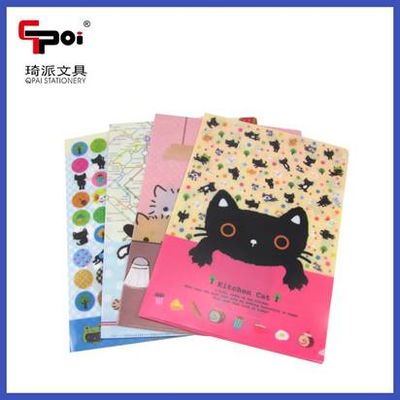 PP Stationery A4 Customized Printed Clear File Folder Two Pockets Document Bag L Shape Folder