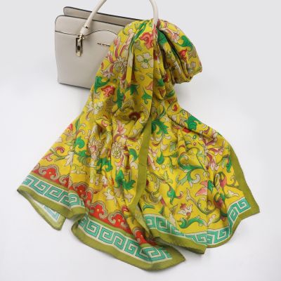 Wholesale Custom Scarf Long Style Flower Print Cotton Scarf for ladies