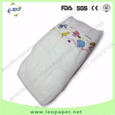 A grade Cheapest Disposable Baby Diaper with PP tapes and PE backsheet