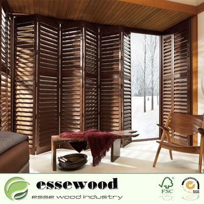 Decorative Primed Plantation Wood Shutter Basswood/Paulownia Window Shutter