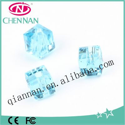 china bead manufacturer faceted blue decorative cube blowing beads for hair jewelry