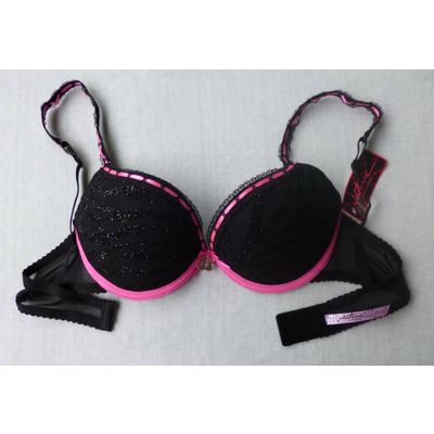 BNWT Ladies Sz 38D 14 - 16 Jolie Brand Black Pink Spots Bra And Underwear  Set