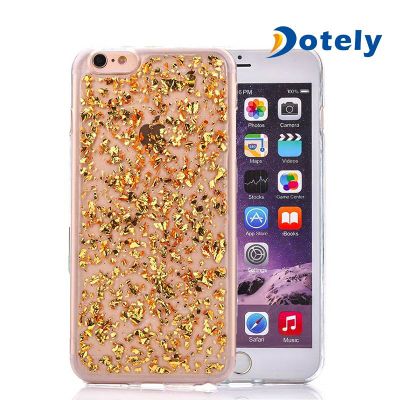 Transparent Gold Foil Flexible Soft Silicone TPU Protective Shell for iPhone