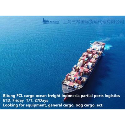 Shanghai to Bitung FCL cargo Indonesia ports freight service
