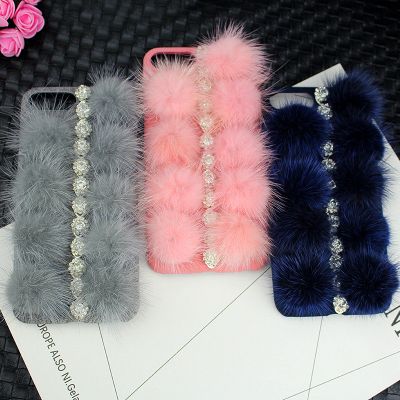 Luxury Diamond Soft Mink Fur Back Phone Case for iPhone X/8/7/6s Plus Cell Phone Accessories