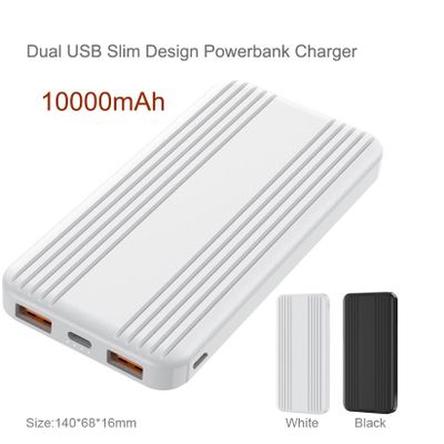 Dual usb port slim power banks charger 10000mAh