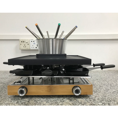 2 in1 Raclette fondue grills for 8 persons