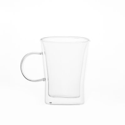Wholesale 270ml Mug High Borosilicate Double Wall Glass Coffee Tea Mugs with Big Handle
