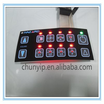 LED backlighting membrane switch panel for industrial