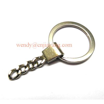 decorative metal key flat ring for keychain with link