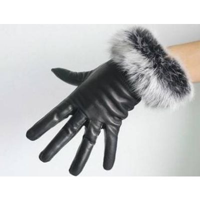 Women's GENUINE sheepskin LEATHER gloves BLACK  Warm Lined New