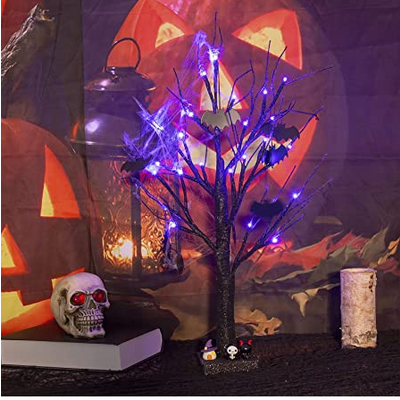 Factory Price 24 L Purple Led Halloween Tree lights 2ft 60cm