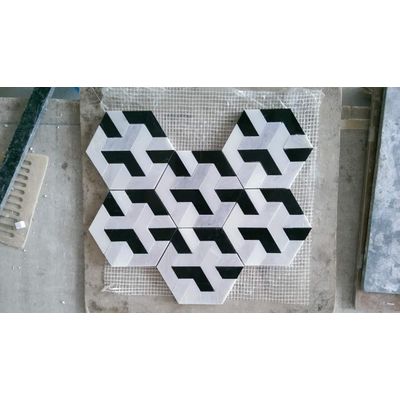 white and black marble floor mosaic