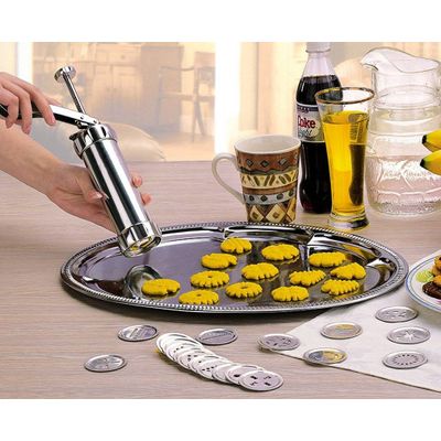 Aluminum Alloy Cookie Press with 20 Disks and 4 Icing Tips