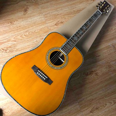 Custom 6 Strings Solid Spruce Wood Top in Yellow Acoustic Electric Guitar