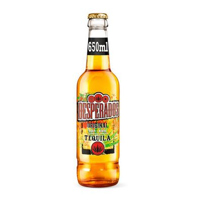 Desperados is a tequila-flavored pale lager beer with 5.9% alcohol by volume originally created