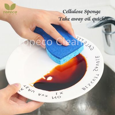 Topeco dish washing cellulose sponge scouring pad wood pulp natural cleaning pad