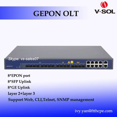 FTTH 8 PON ports GEPON OLT with L2,L3 function, free EMS software