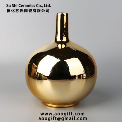 Gold electroplating ceramic vase wholesale custom