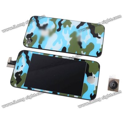Camouflage Touch Digitizer Display Assembly+Back Cover Houing For iphone 4/4S