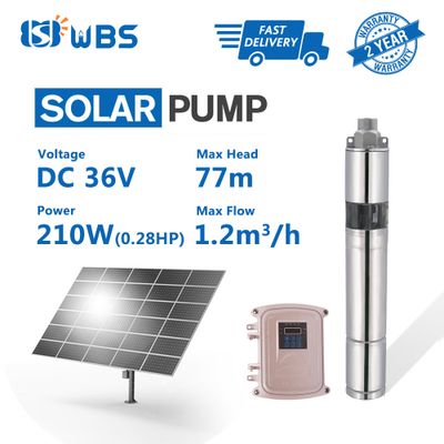 3" DC Screw Solar Bore Pump Submersible Hole Deep Well 36V 210W MPPT Controller