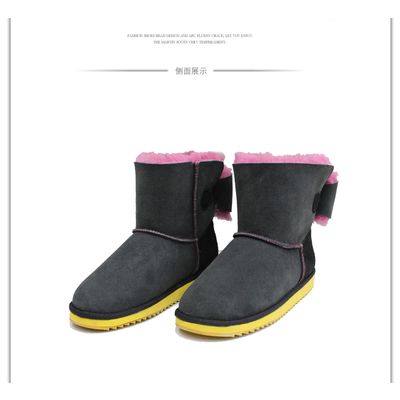 high end flat real sheep fur winter warm shoe ladies genuine leather boots