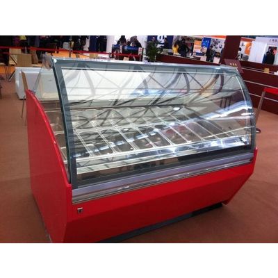 factory sell 1.8m Curved glass air cooling ice cream freezer cabinet/Italian Ice Cream Showcase/Pops