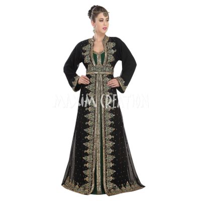 ROYAL MOROCCAN KAFTAN WEDDING GOWN WITH BLING EMBROIDERY FOR WOMEN ONLY