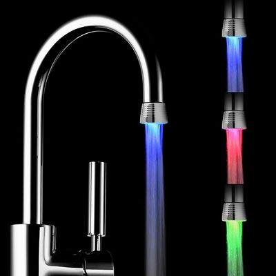 LED Plastic Automatic Bathroom Faucet 3 LED Colors Change Water Tap with Flexible LED