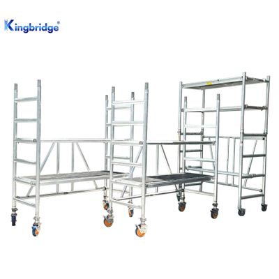 Construction Easy Mobile Climbing Ladder Aluminum Folding Scaffolding Tower With Wheel