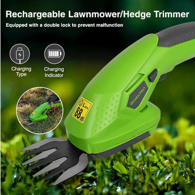 WORKPRO 3.6-7.2V Electric Trimmer 2 in 1 Lithium-ion Cordless Garden Tools Hedge Trimmer Rechargeabl