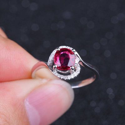 Wedding Ring 18K Gold Au750 100% Natural Ruby Gemstone Jewelry Women Ring