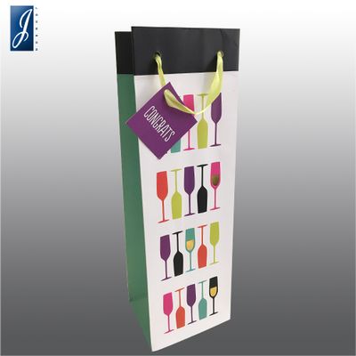 Customized wine packaging paper bag for glass