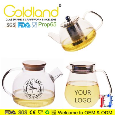 Clear Glass Tea Pot Borosilicate Glass Teapot with Infuser Glass Tea Kettle