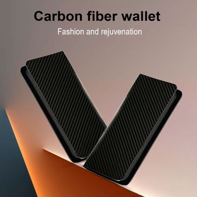 Custom logo carbon fiber zipper long wallets leather men